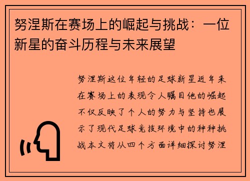 努涅斯在赛场上的崛起与挑战：一位新星的奋斗历程与未来展望